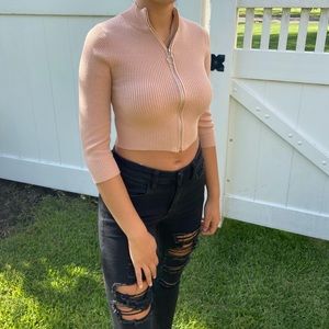 Forever 21 pink zip-up sweater